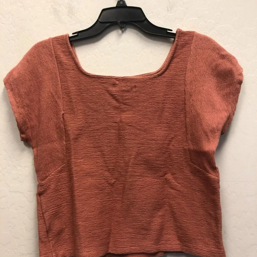 MADEWELL Women's Pink Ottoman Jacquard Square-Neck Top XXS MD048 ($45) - Picture 2 of 3